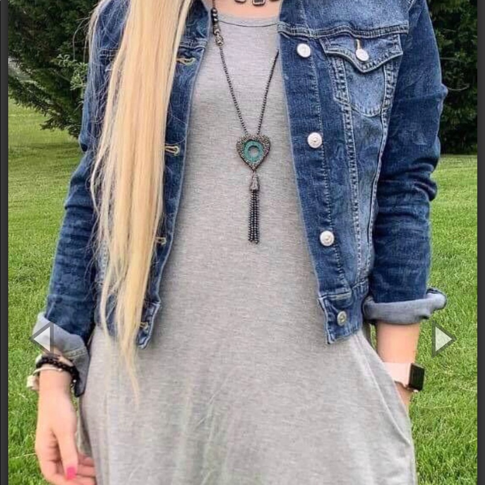 CHARLIES PROJECT HEATHER GRAY DRESS WITH POCKETS L